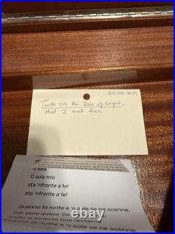 Vintage Italian Marquetry Music Box Table Set (6) Swiss Movement Made in Italy