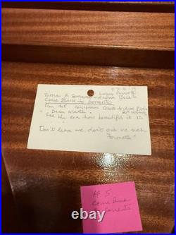 Vintage Italian Marquetry Music Box Table Set (6) Swiss Movement Made in Italy