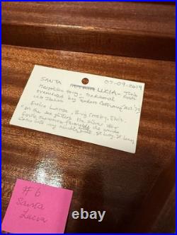 Vintage Italian Marquetry Music Box Table Set (6) Swiss Movement Made in Italy