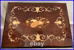 Vintage Italian Satinwood Inlaid Marquetry MUSIC BOX SIDE TABLE Rare MadeinItaly