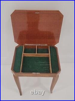 Vintage Italian Small Inlaid Side Table With Jewelry Compartment Reuge Music Box