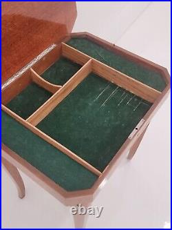 Vintage Italian Small Inlaid Side Table With Jewelry Compartment Reuge Music Box
