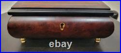 Vintage Italian Sorrento Style Inlaid Wood Music Jewelry Box Burl Marquetry Key