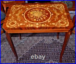 Vintage Italian Sorrento Wooden Wood Inlaid Side Table 26X24X18