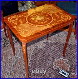 Vintage Italian Sorrento Wooden Wood Inlaid Side Table 26X24X18