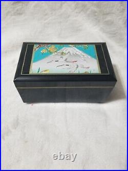Vintage Japan Sakura Sakura Lacquered Music Box/ Jewelry Box Mt. Fuji Works