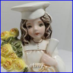 Vintage Japanese Hand Crafted Handpaint Music Box Porcelain Pilgrim Girl Doll