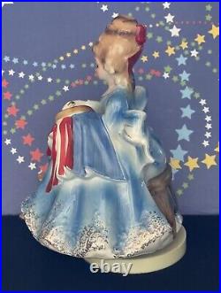 Vintage Josef Originals BETSY ROSS Sewing Flag God Bless America Music Box