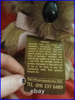 Vintage Koala Plush Music box From Australia Real Kangaroo Fur New Tags Working