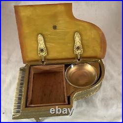 Vintage Lador Switzerland Bakelite Brass 9 Piano Music Trinket Box Glass Bowl