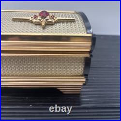 Vintage Lady Mate Musical Jewelry Box Plays Maidens Prayer Black & Gold
