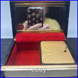 Vintage Lady Mate Musical Jewelry Box Plays Maidens Prayer Black & Gold