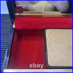 Vintage Lady Mate Musical Jewelry Box Plays Maidens Prayer Black & Gold