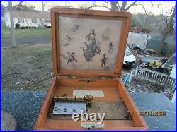 Vintage Late 1800s Regina Wooden Music box Tiger Oak with 13 Discs