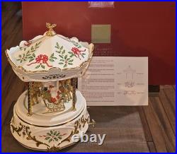 Vintage Lenox Holiday Carousel Santa Millennium Centerpiece Musical Works 1999