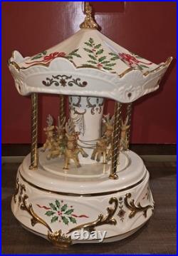Vintage Lenox Holiday Carousel Santa Millennium Centerpiece Musical Works 1999