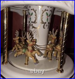 Vintage Lenox Holiday Carousel Santa Millennium Centerpiece Musical Works 1999