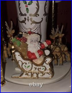 Vintage Lenox Holiday Carousel Santa Millennium Centerpiece Musical Works 1999