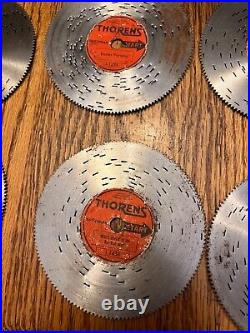 Vintage Lot Of 12 Thorens 4 1/2 Metal Song Discs