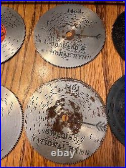 Vintage Lot Of 12 Thorens 4 1/2 Metal Song Discs