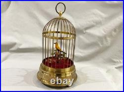 Vintage MADE IN GERMANY MECHANICAL SINGING BIRD IN A CAGE PARTS OR REST