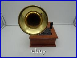 Vintage MINT Thorens AD30 Gramophone Music Box with Brass Horn Swiss Made WORKING
