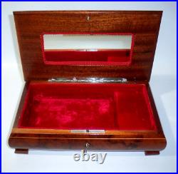 Vintage Mapsa Swiss Musical Velvet-Lined Inlaid Wood Jewelry Box, Rare