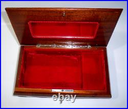 Vintage Mapsa Swiss Musical Velvet-Lined Inlaid Wood Jewelry Box, Rare