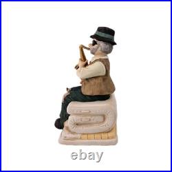 Vintage Melody In Motion Saxophone Figurine With Cat Musical Moving Statue Jazz