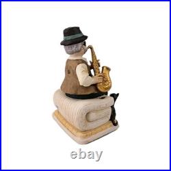 Vintage Melody In Motion Saxophone Figurine With Cat Musical Moving Statue Jazz