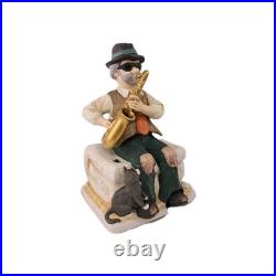 Vintage Melody In Motion Saxophone Figurine With Cat Musical Moving Statue Jazz