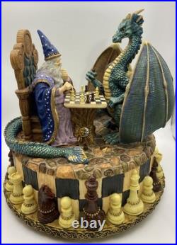 Vintage Merlin and Dragon Playing Chess San Francisco Music Box Marjorie Sarnat