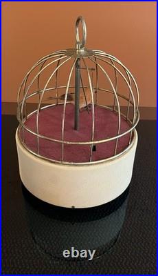 Vintage Metal Bird Cage Jewelry Box Automaton Music Box La Vie En Rose