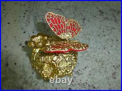 Vintage Metal Butterfly Musical Automaton Mechanical Wind Up Music Box