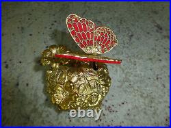 Vintage Metal Butterfly Musical Automaton Mechanical Wind Up Music Box