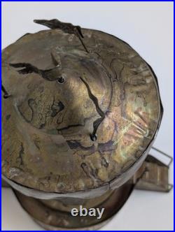 Vintage Metal Carousel Music Box Sankyo Japan Horses HK Patina 8