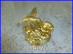 Vintage Metal Hummingbird Musical Automaton Mechanical Wind Up Music Box