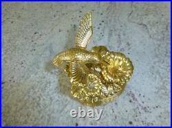 Vintage Metal Hummingbird Musical Automaton Mechanical Wind Up Music Box
