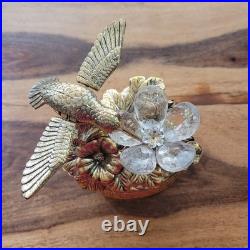 Vintage Metal Hummingbird Musical Automaton Mechanical Wind Up Music Box