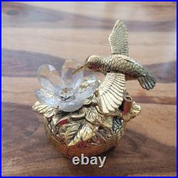 Vintage Metal Hummingbird Musical Automaton Mechanical Wind Up Music Box