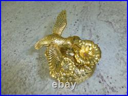 Vintage Metal Hummingbird Musical Automaton Mechanical Wind Up Music Box