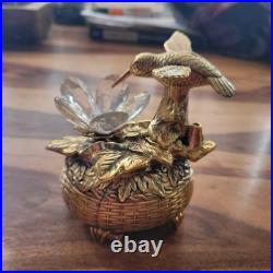 Vintage Metal Hummingbird Musical Automaton Mechanical Wind Up Music Box