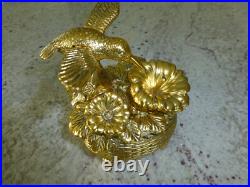 Vintage Metal Hummingbird Musical Automaton Mechanical Wind Up Music Box