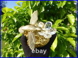Vintage Metal Hummingbird Musical Automaton Mechanical Wind Up Music Box Vintage Metal Hummingbird Musical Automaton Mechanical Wind Up Music Box