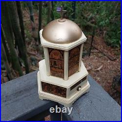 Vintage Moving Doors Saint Cathedral Gounod Schubert Music Box Holy Water Swiss