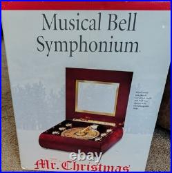 Vintage Mr Christmas Musical Symphonium 6 Bells Wood Music Box & 16 Discs Works