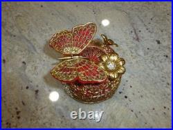 Vintage Music Box Brass Tone Metal Butterfly Musical Automaton Mechanical Wind Vintage Music Box Brass Tone Metal Butterfly Musical Automaton Mechanical Wind
