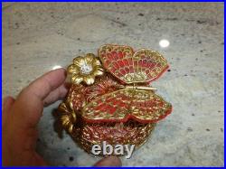 Vintage Music Box Brass Tone Metal Butterfly Musical Automaton Mechanical Wind Vintage Music Box Brass Tone Metal Butterfly Musical Automaton Mechanical Wind