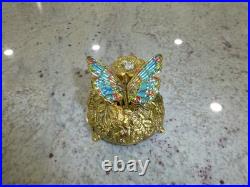 Vintage Music Box Gold Tone Metal Butterfly Musical Automaton Mechanical Wind
