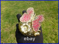 Vintage Music Box Gold Tone Metal Butterfly Musical Automaton Mechanical Wind